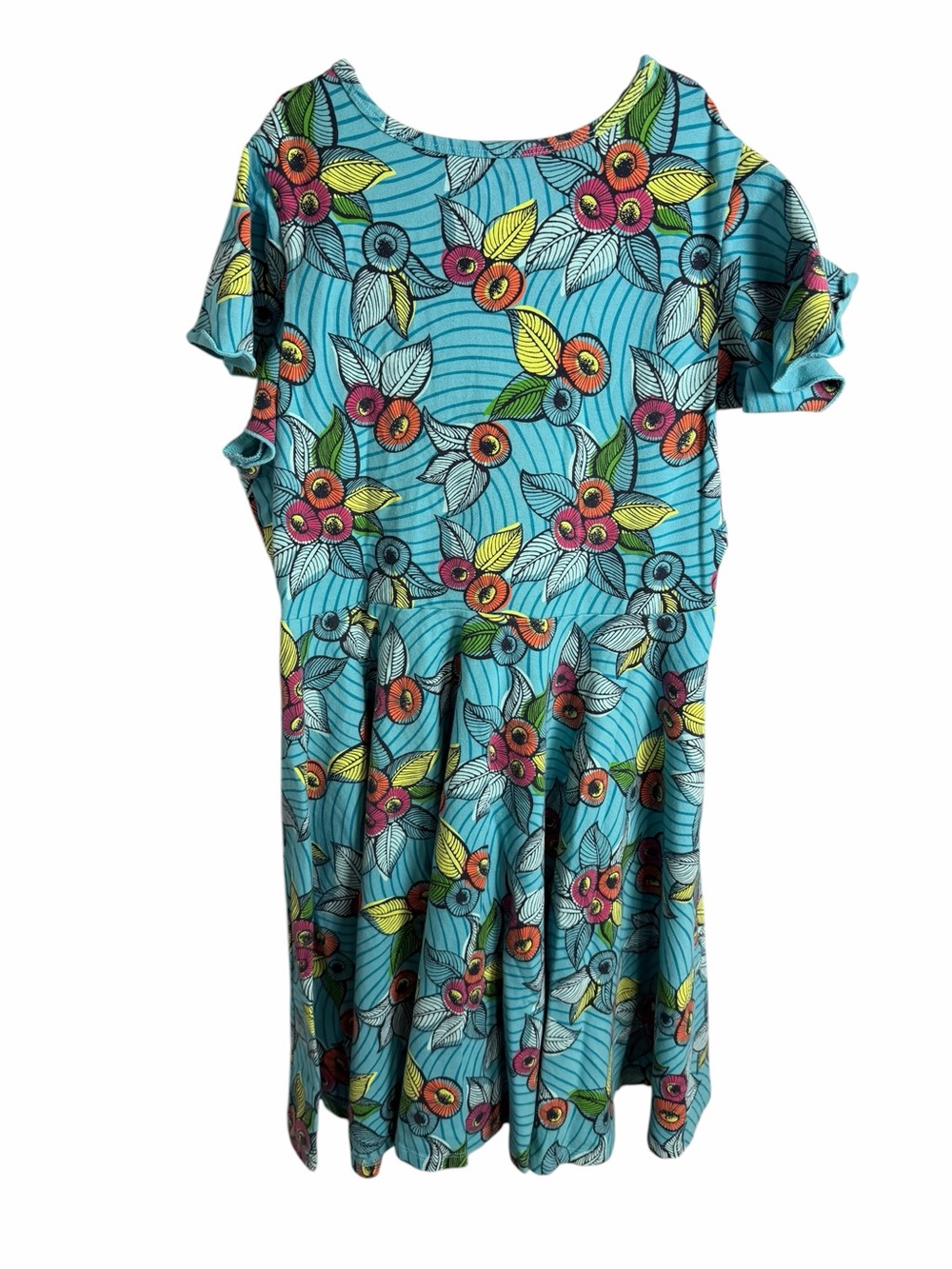 Tea Collection Teal Floral Scoop-Neck Dress